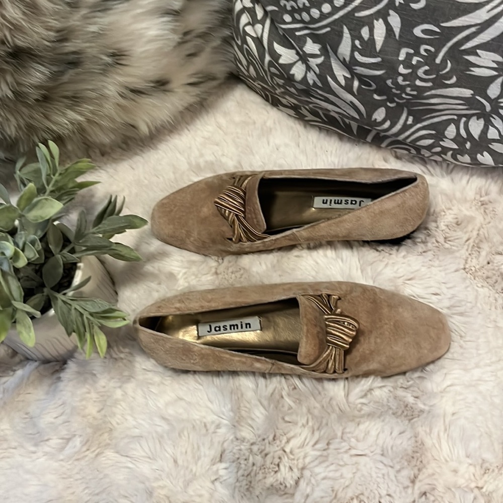 Jasmin Vintage Suede Leather Slip On Low Heel Shoes Sz 33